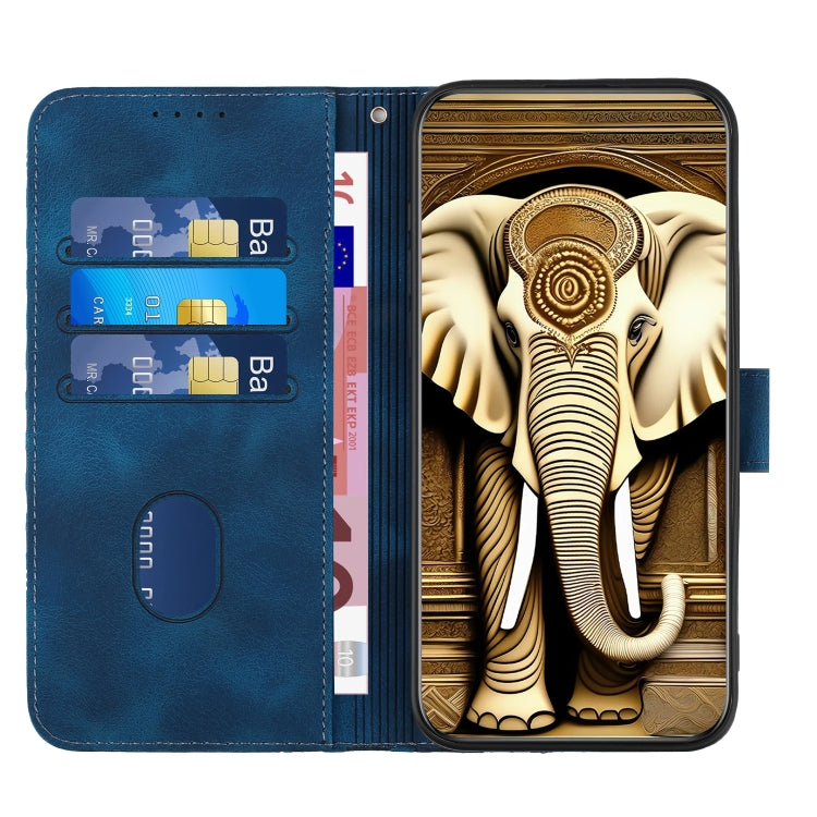 For Samsung Galaxy S22 5G YX0060 Elephant Head Embossed Phone Leather Case with Lanyard(Royal Blue) - Galaxy S22 5G Cases by PMC Jewellery | Online Shopping South Africa | PMC Jewellery