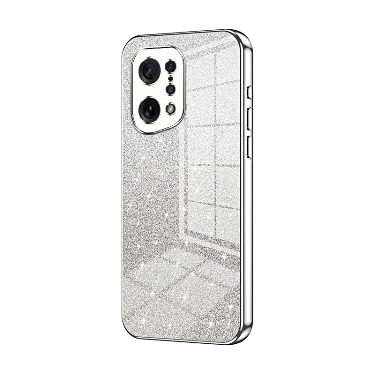 For OPPO Find X5 Gradient Glitter Powder Electroplated Phone Case(Silver) - OPPO Cases by PMC Jewellery | Online Shopping South Africa | PMC Jewellery | Buy Now Pay Later Mobicred