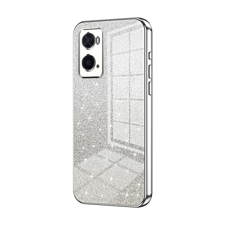 For OPPO A36 / A76 / A96 4G Global Gradient Glitter Powder Electroplated Phone Case(Silver) - OPPO Cases by PMC Jewellery | Online Shopping South Africa | PMC Jewellery | Buy Now Pay Later Mobicred