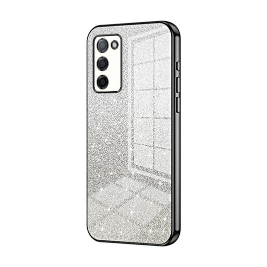 For OPPO A55 5G / A56 / A53s 5G Gradient Glitter Powder Electroplated Phone Case(Black) - OPPO Cases by PMC Jewellery | Online Shopping South Africa | PMC Jewellery | Buy Now Pay Later Mobicred