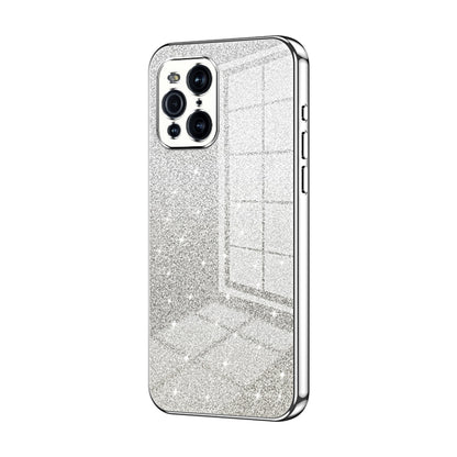 For OPPO Find X3 / Find X3 Pro Gradient Glitter Powder Electroplated Phone Case(Silver) - OPPO Cases by PMC Jewellery | Online Shopping South Africa | PMC Jewellery | Buy Now Pay Later Mobicred