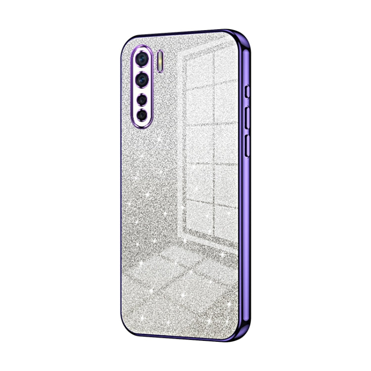 For OPPO A91 Gradient Glitter Powder Electroplated Phone Case(Purple) - OPPO Cases by PMC TechLife | Online Shopping South Africa | PMC TechLife | Buy Now Pay Later Mobicred