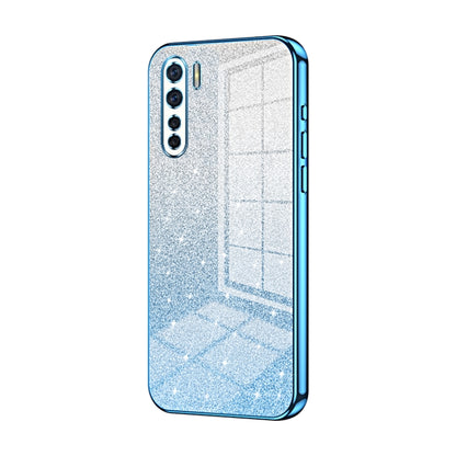For OPPO Reno3 4G / F15 / A91 Gradient Glitter Powder Electroplated Phone Case(Blue) - OPPO Cases by PMC Jewellery | Online Shopping South Africa | PMC Jewellery | Buy Now Pay Later Mobicred