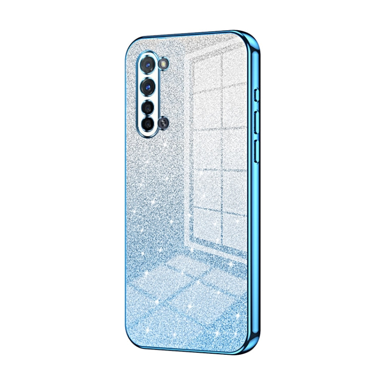 For OPPO Reno3 5G / Find X2 Lite Gradient Glitter Powder Electroplated Phone Case(Blue) - OPPO Cases by PMC TechLife | Online Shopping South Africa | PMC TechLife | Buy Now Pay Later Mobicred
