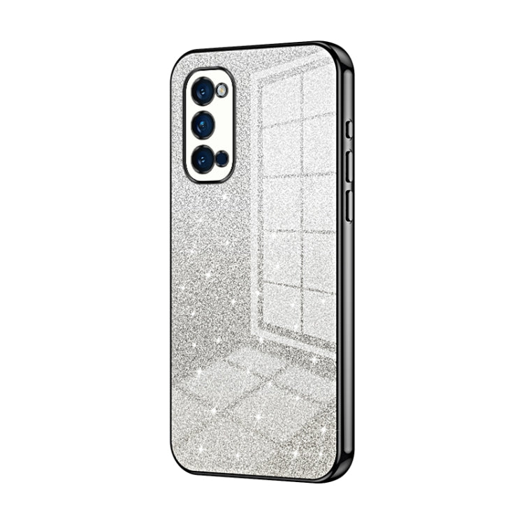 For OPPO Reno4 Pro Gradient Glitter Powder Electroplated Phone Case(Black) - OPPO Cases by PMC TechLife | Online Shopping South Africa | PMC TechLife | Buy Now Pay Later Mobicred