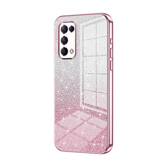 For OPPO Reno5 4G/5G / Reno5 K Gradient Glitter Powder Electroplated Phone Case(Pink) - OPPO Cases by PMC Jewellery | Online Shopping South Africa | PMC Jewellery | Buy Now Pay Later Mobicred