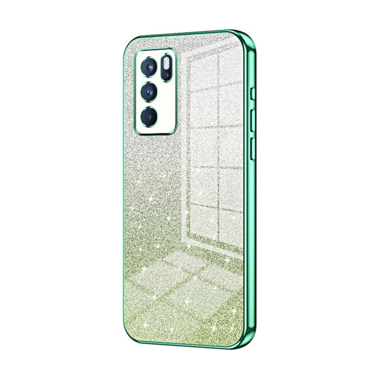 For OPPO Reno6 Pro Indian  Gradient Glitter Powder Electroplated Phone Case(Green) - OPPO Cases by PMC Jewellery | Online Shopping South Africa | PMC Jewellery | Buy Now Pay Later Mobicred
