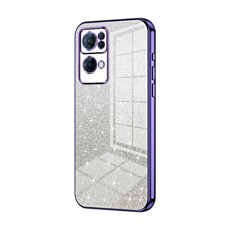For OPPO Reno7 Pro Gradient Glitter Powder Electroplated Phone Case(Purple) - OPPO Cases by PMC Jewellery | Online Shopping South Africa | PMC Jewellery | Buy Now Pay Later Mobicred