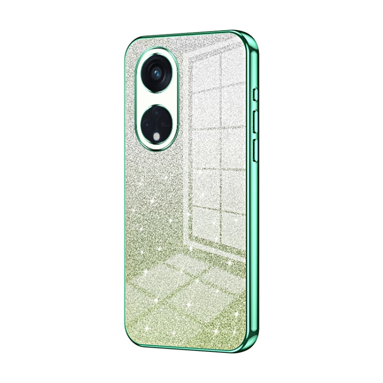 For OPPO Reno8 T 5G Gradient Glitter Powder Electroplated Phone Case(Green) - OPPO Cases by PMC Jewellery | Online Shopping South Africa | PMC Jewellery | Buy Now Pay Later Mobicred
