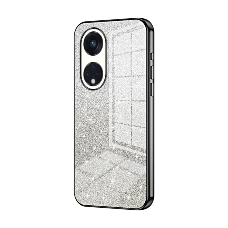 For OPPO Reno8 T 5G Gradient Glitter Powder Electroplated Phone Case(Black) - OPPO Cases by PMC Jewellery | Online Shopping South Africa | PMC Jewellery | Buy Now Pay Later Mobicred