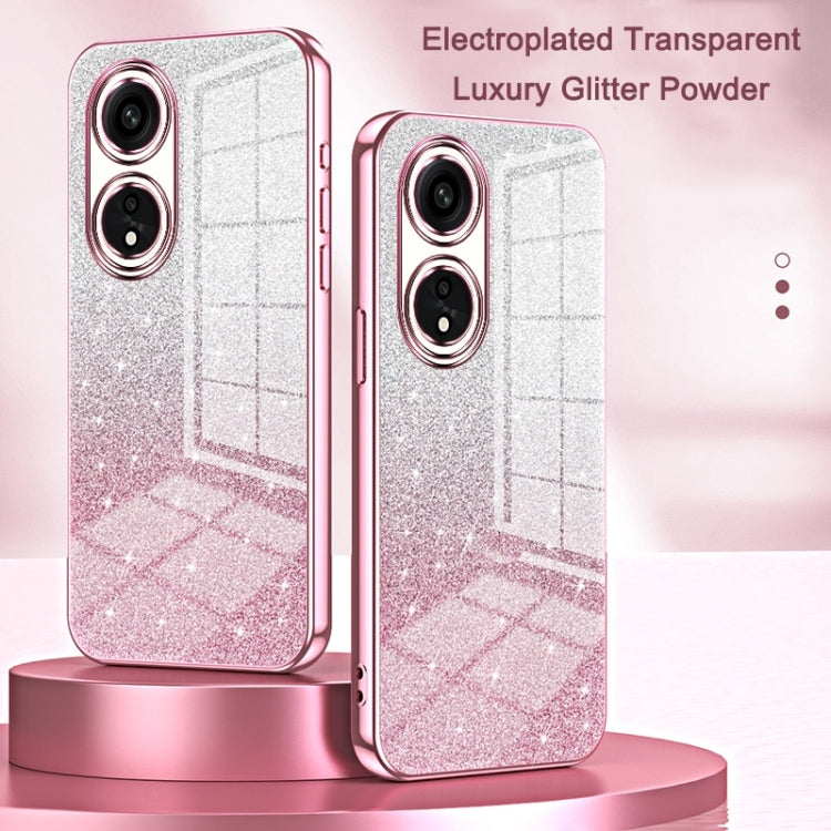 For OPPO Reno4 SE Gradient Glitter Powder Electroplated Phone Case(Pink) - OPPO Cases by PMC Jewellery | Online Shopping South Africa | PMC Jewellery | Buy Now Pay Later Mobicred