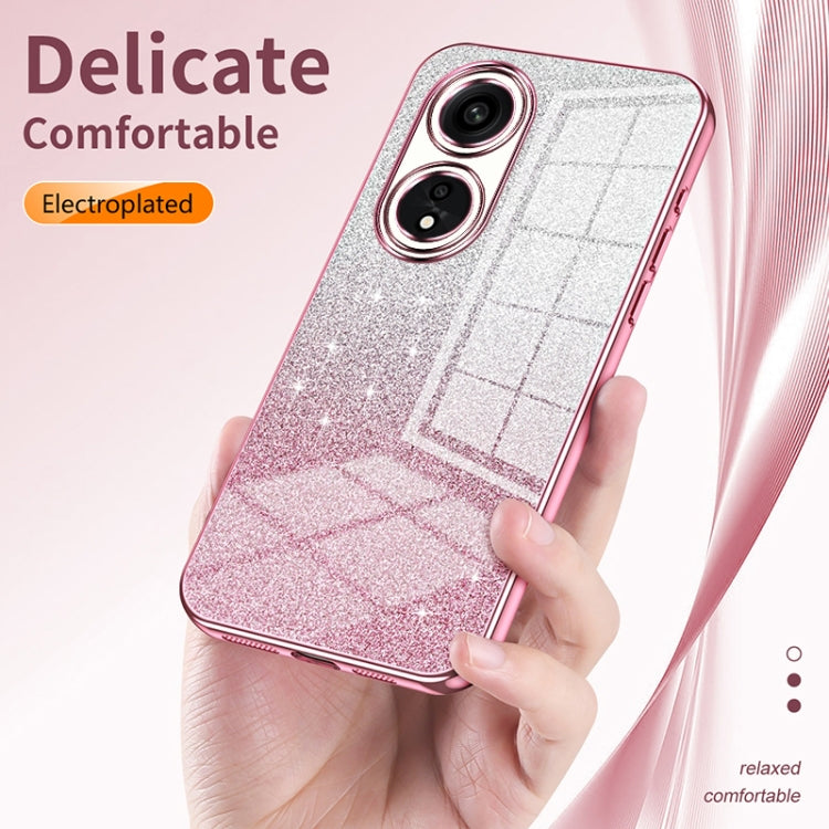 For OPPO A17 / A17K Gradient Glitter Powder Electroplated Phone Case(Blue) - OPPO Cases by PMC TechLife | Online Shopping South Africa | PMC TechLife | Buy Now Pay Later Mobicred