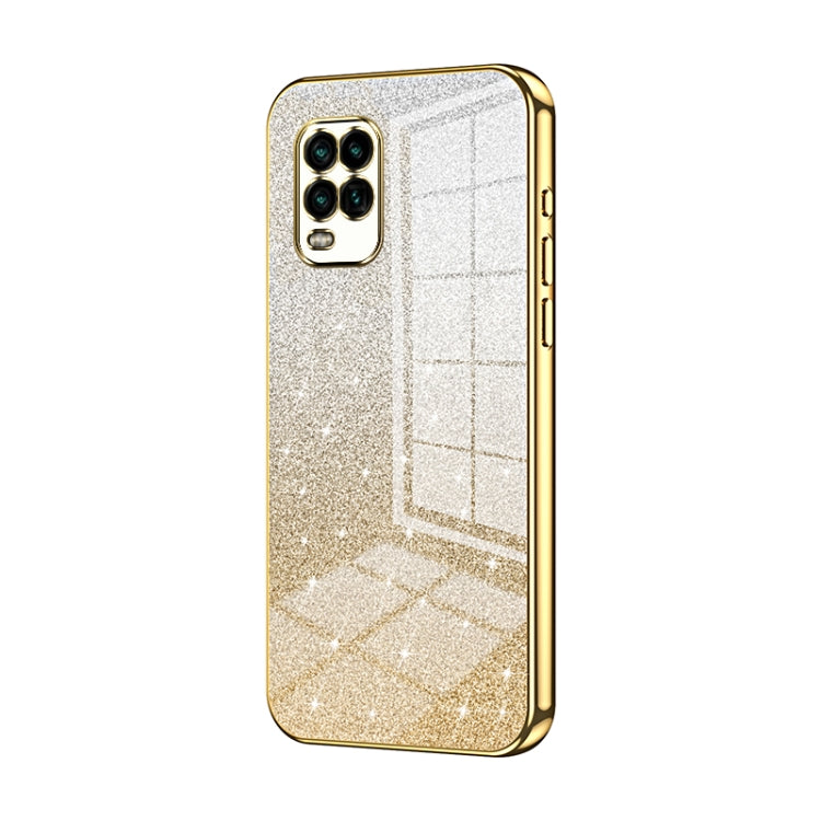 For Xiaomi Mi 10 Lite 5G Gradient Glitter Powder Electroplated Phone Case(Gold) - Xiaomi Cases by PMC TechLife | Online Shopping South Africa | PMC TechLife | Buy Now Pay Later Mobicred
