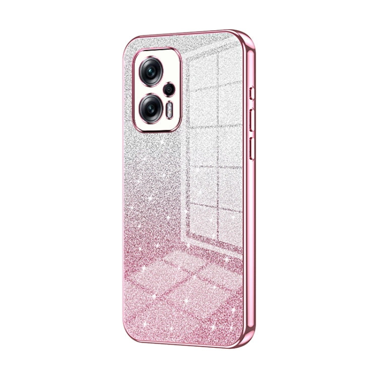 For Xiaomi Redmi Note 11T Pro/Poco X4 GT Gradient Glitter Powder Electroplated Phone Case(Pink) - Xiaomi Cases by PMC Jewellery | Online Shopping South Africa | PMC Jewellery | Buy Now Pay Later Mobicred