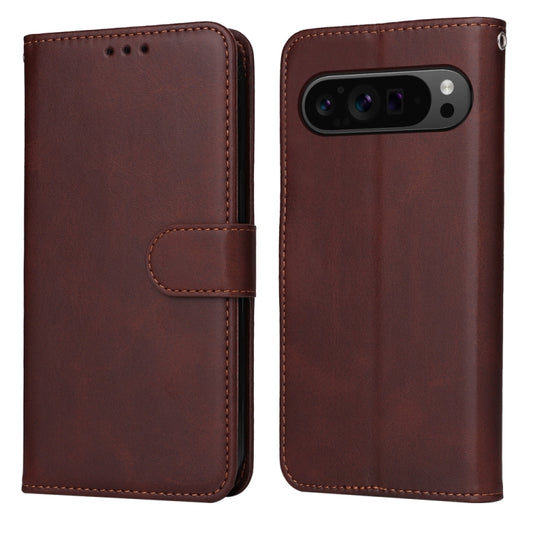 For Google Pixel 9 Pro Classic Calf Texture Flip Leather Phone Case(Brown) - Google Cases by PMC Jewellery | Online Shopping South Africa | PMC Jewellery | Buy Now Pay Later Mobicred