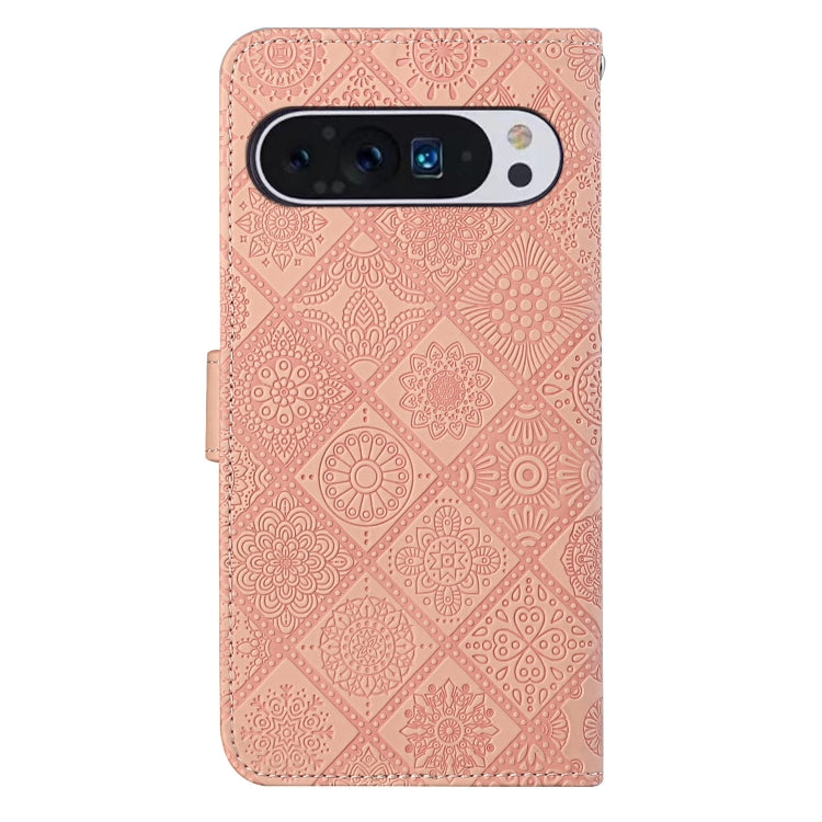 For Google Pixel 9 / 9 Pro Ethnic Style Embossed Pattern Leather Phone Case(Pink) - Google Cases by PMC Jewellery | Online Shopping South Africa | PMC Jewellery | Buy Now Pay Later Mobicred