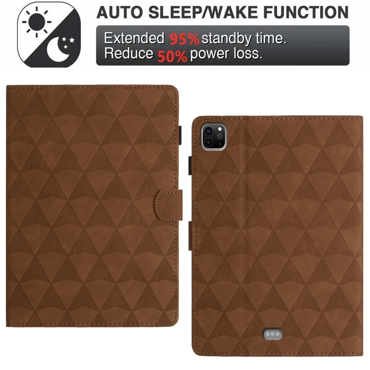 For iPad Pro 11 2024 Diamond Texture Embossed Leather Smart Tablet Case(Brown) - iPad Pro 11 2024 Cases by PMC TechLife | Online Shopping South Africa | PMC TechLife | Buy Now Pay Later Mobicred