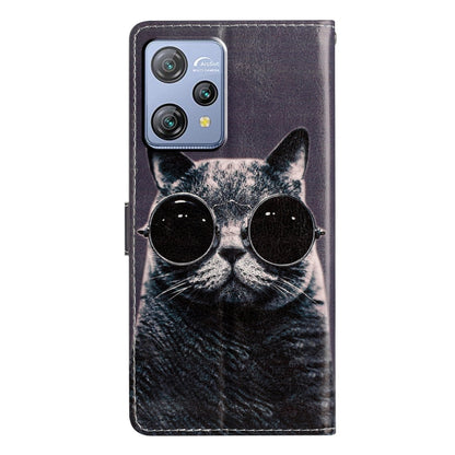 For Blackview A53 Pro Colored Drawing Leather Phone Case(Sunglasses Cat) - More Brand by PMC Jewellery | Online Shopping South Africa | PMC Jewellery | Buy Now Pay Later Mobicred