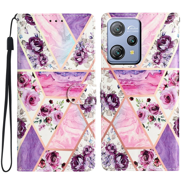For Blackview A53 Pro Colored Drawing Leather Phone Case(Purple Marble) - More Brand by PMC TechLife | Online Shopping South Africa | PMC TechLife | Buy Now Pay Later Mobicred