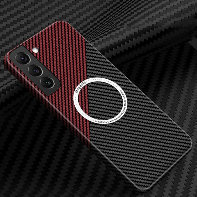 For Samsung Galaxy S25+ 5G Carbon Fiber Texture MagSafe Magnetic Phone Case(Black Red) - Galaxy S25+ 5G Cases by PMC Jewellery | Online Shopping South Africa | PMC Jewellery | Buy Now Pay Later Mobicred