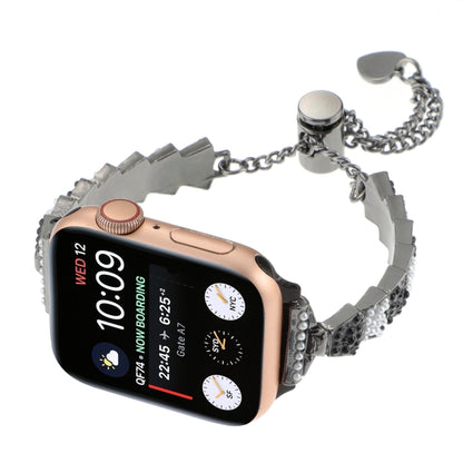 For Apple Watch Series 6 44mm Shell Beads Chain Bracelet Metal Watch Band(Black White) - Watch Bands by PMC Jewellery | Online Shopping South Africa | PMC Jewellery