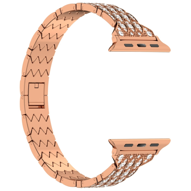 For Apple Watch Ultra 2 49mm Devil Eye Diamond Bracelet Metal Watch Band(Rose Gold) - Watch Bands by PMC Jewellery | Online Shopping South Africa | PMC Jewellery