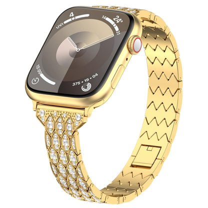 For Apple Watch Series 8 41mm Devil Eye Diamond Bracelet Metal Watch Band(Gold) - Watch Bands by PMC Jewellery | Online Shopping South Africa | PMC Jewellery