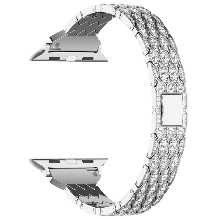 For Apple Watch SE 44mm Devil Eye Diamond Bracelet Metal Watch Band(Silver) - Watch Bands by PMC TechLife | Online Shopping South Africa | PMC TechLife