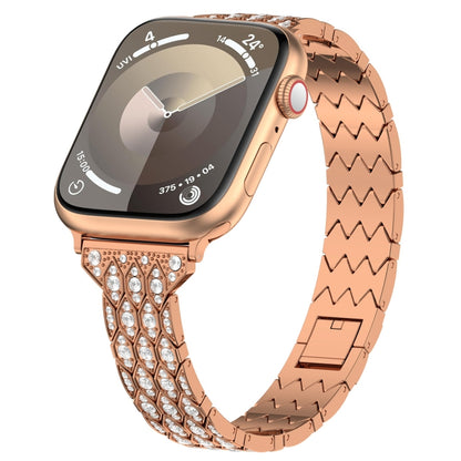 For Apple Watch Series 3 42mm Devil Eye Diamond Bracelet Metal Watch Band(Rose Gold) - Watch Bands by PMC Jewellery | Online Shopping South Africa | PMC Jewellery