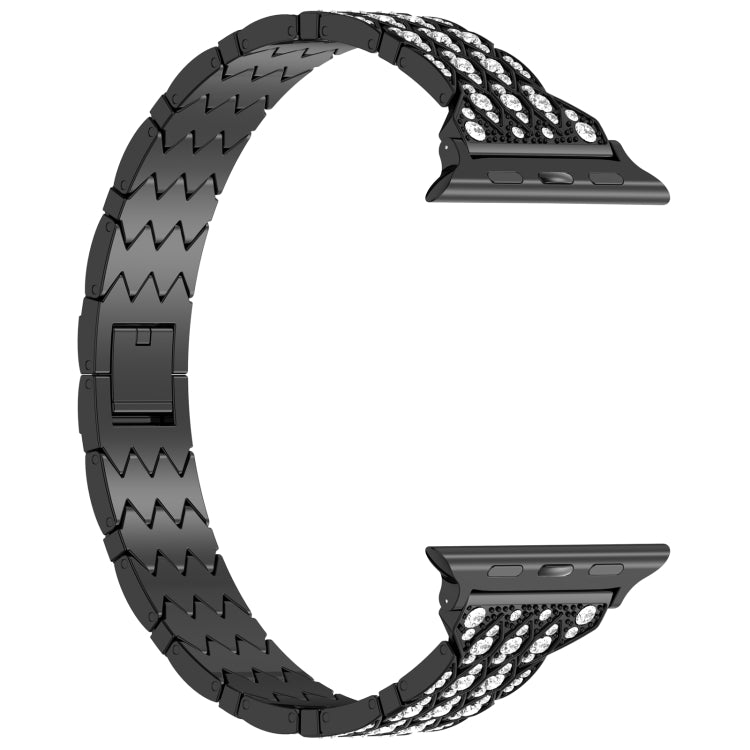 For Apple Watch 38mm Devil Eye Diamond Bracelet Metal Watch Band(Black) - Watch Bands by PMC TechLife | Online Shopping South Africa | PMC TechLife
