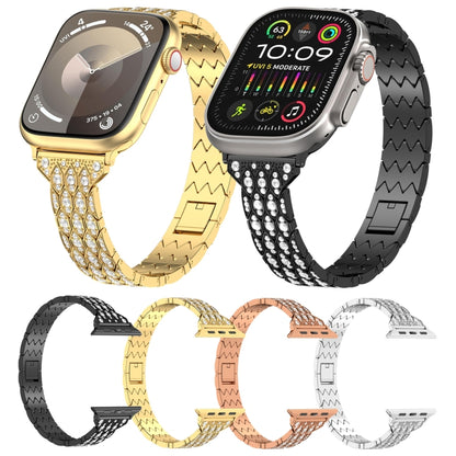 For Apple Watch Series 6 40mm Devil Eye Diamond Bracelet Metal Watch Band(Gold) - Watch Bands by PMC Jewellery | Online Shopping South Africa | PMC Jewellery