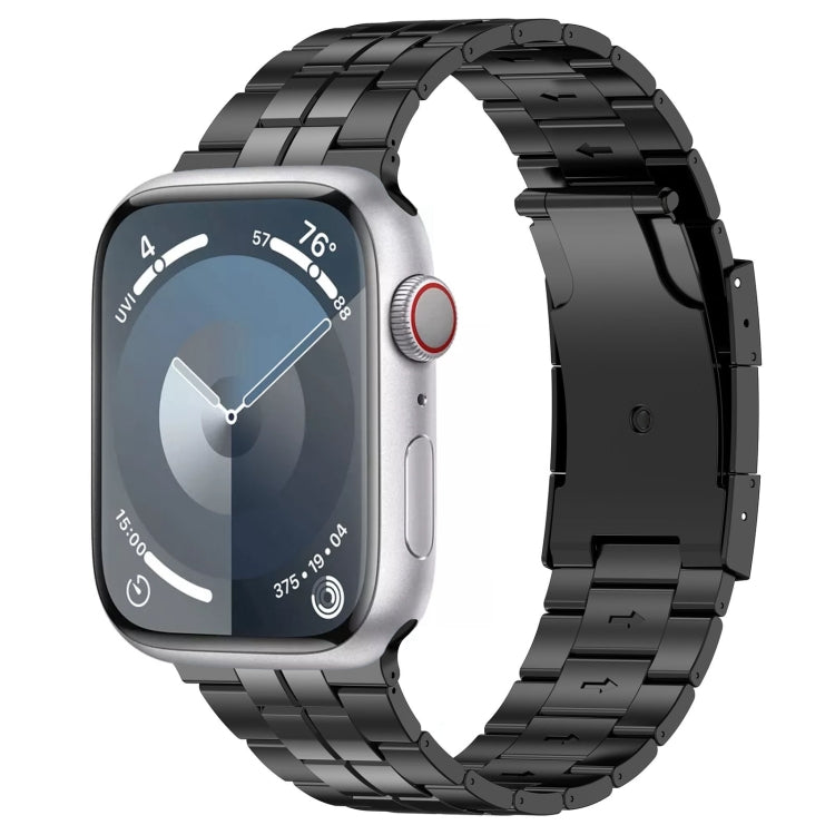 For Apple Watch Series 9 45mm Tortoise Buckle Titanium Steel Watch Band(Black) - Watch Bands by PMC Jewellery | Online Shopping South Africa | PMC Jewellery