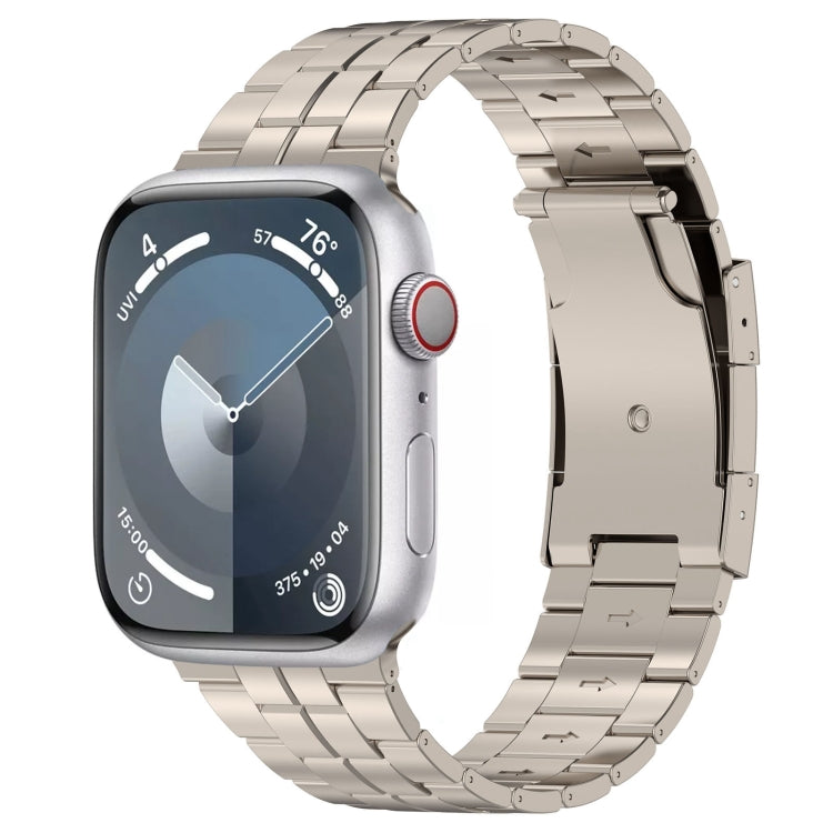 For Apple Watch SE 44mm Tortoise Buckle Titanium Steel Watch Band(Starlight) - Watch Bands by PMC Jewellery | Online Shopping South Africa | PMC Jewellery