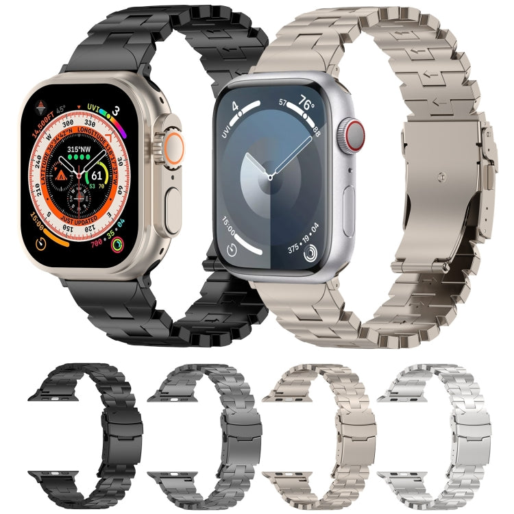 For Apple Watch SE 44mm Butterfly Type Titanium Steel Watch Band(Black) - Watch Bands by PMC TechLife | Online Shopping South Africa | PMC TechLife