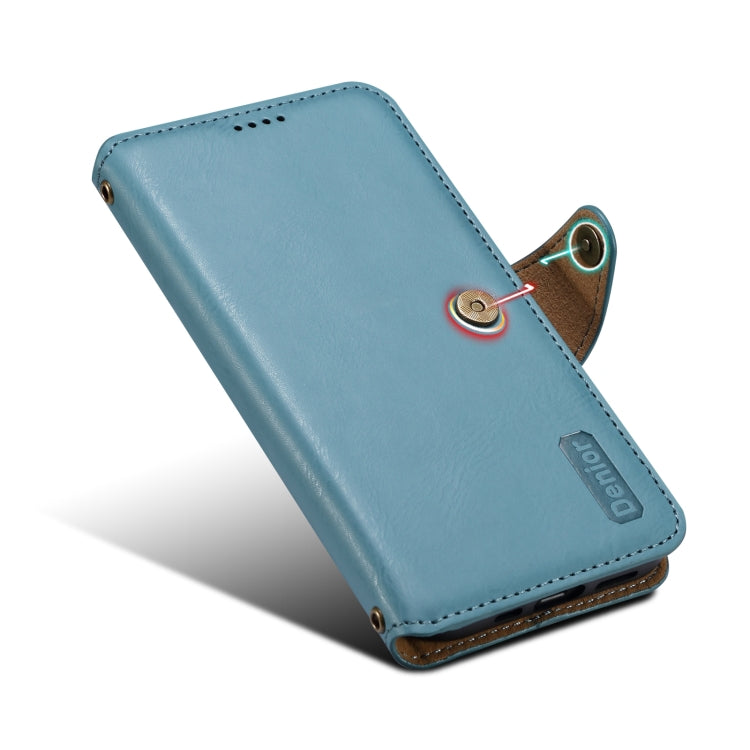 For iPhone 16 Pro Denior Cowhide Texture Wallet Style Leather Phone Case(Blue) - free shipping - PMC Jewellery - Order now!