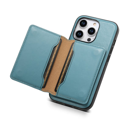 For iPhone 14 Plus Denior Cowhide Texture Leather MagSafe Detachable Wallet Phone Case(Blue) - iPhone 14 Plus Cases by Denior | Online Shopping South Africa | PMC Jewellery | Buy Now Pay Later Mobicred