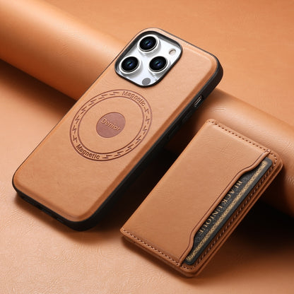 For iPhone 14 Pro Denior Cowhide Texture Leather MagSafe Detachable Wallet Phone Case(Khaki) - iPhone 14 Pro Cases by Denior | Online Shopping South Africa | PMC Jewellery | Buy Now Pay Later Mobicred