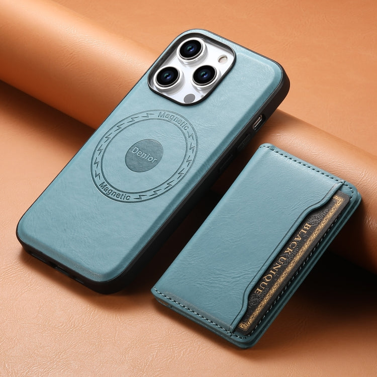 For iPhone 13 Pro Denior Cowhide Texture Leather MagSafe Detachable Wallet Phone Case(Blue) - iPhone 13 Pro Cases by Denior | Online Shopping South Africa | PMC Jewellery | Buy Now Pay Later Mobicred