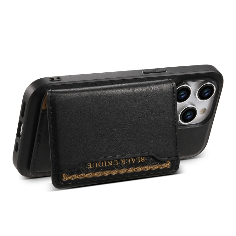 For iPhone 12 Pro Denior Cowhide Texture Leather MagSafe Detachable Wallet Phone Case(Black) - iPhone 12 / 12 Pro Cases by Denior | Online Shopping South Africa | PMC Jewellery | Buy Now Pay Later Mobicred