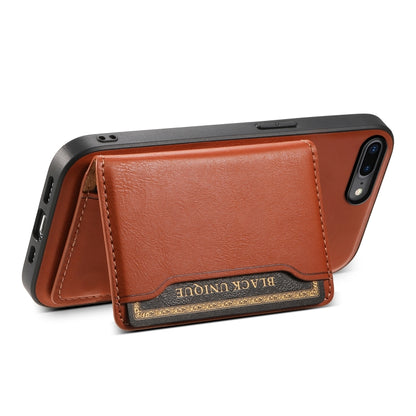 For iPhone 8 Plus/7 Plus Denior Cowhide Texture Leather MagSafe Detachable Wallet Phone Case(Brown) - More iPhone Cases by Denior | Online Shopping South Africa | PMC Jewellery | Buy Now Pay Later Mobicred