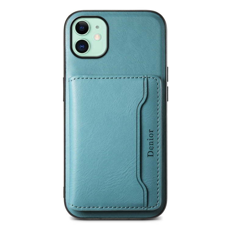 For iPhone 11 Denior Cowhide Texture Leather MagSafe Detachable Wallet Phone Case(Blue) - iPhone 11 Cases by Denior | Online Shopping South Africa | PMC Jewellery | Buy Now Pay Later Mobicred