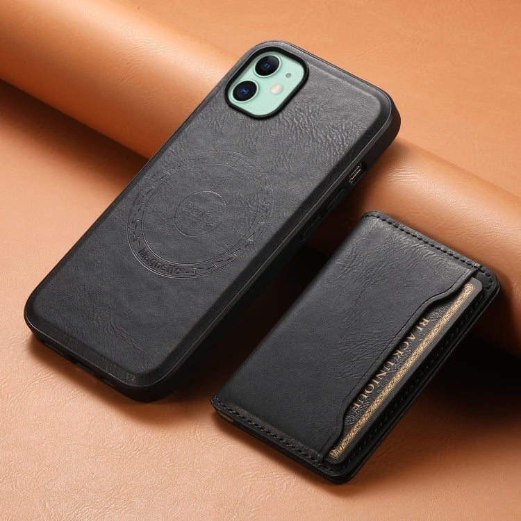 For iPhone 11 Denior Cowhide Texture Leather MagSafe Detachable Wallet Phone Case(Black) - iPhone 11 Cases by Denior | Online Shopping South Africa | PMC Jewellery | Buy Now Pay Later Mobicred