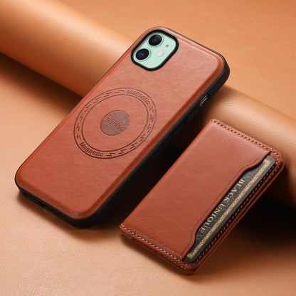 For iPhone 11 Denior Cowhide Texture Leather MagSafe Detachable Wallet Phone Case(Brown) - iPhone 11 Cases by Denior | Online Shopping South Africa | PMC Jewellery | Buy Now Pay Later Mobicred