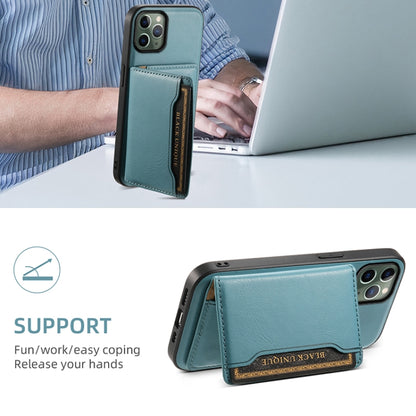 For iPhone 11 Pro Denior Cowhide Texture Leather MagSafe Detachable Wallet Phone Case(Blue) - iPhone 11 Pro Cases by Denior | Online Shopping South Africa | PMC Jewellery | Buy Now Pay Later Mobicred