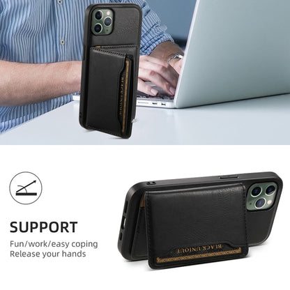 For iPhone 11 Pro Denior Cowhide Texture Leather MagSafe Detachable Wallet Phone Case(Black) - iPhone 11 Pro Cases by Denior | Online Shopping South Africa | PMC Jewellery | Buy Now Pay Later Mobicred