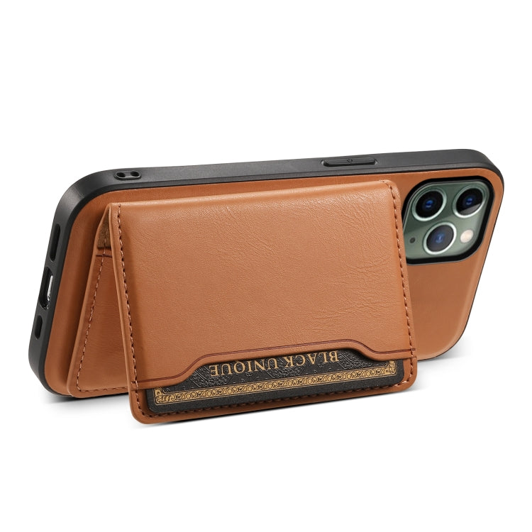 For iPhone 11 Pro Denior Cowhide Texture Leather MagSafe Detachable Wallet Phone Case(Khaki) - iPhone 11 Pro Cases by Denior | Online Shopping South Africa | PMC Jewellery | Buy Now Pay Later Mobicred