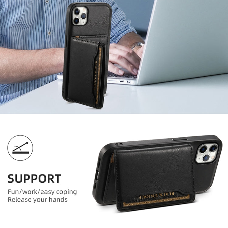 For iPhone 11 Pro Max Denior Cowhide Texture Leather MagSafe Detachable Wallet Phone Case(Black) - iPhone 11 Pro Max Cases by Denior | Online Shopping South Africa | PMC Jewellery | Buy Now Pay Later Mobicred