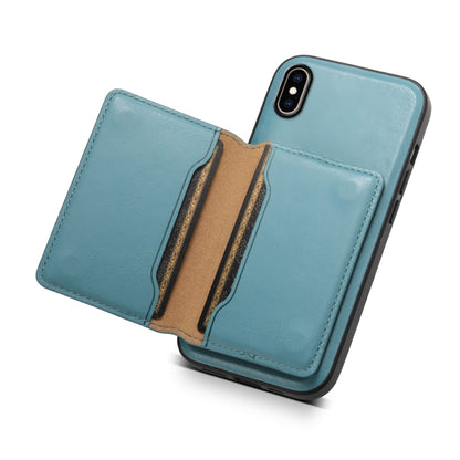 For iPhone XS Max Denior Cowhide Texture Leather MagSafe Detachable Wallet Phone Case(Blue) - More iPhone Cases by Denior | Online Shopping South Africa | PMC Jewellery | Buy Now Pay Later Mobicred