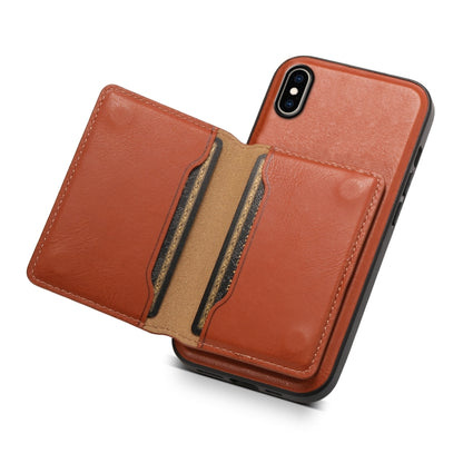 For iPhone XS Max Denior Cowhide Texture Leather MagSafe Detachable Wallet Phone Case(Brown) - More iPhone Cases by Denior | Online Shopping South Africa | PMC Jewellery | Buy Now Pay Later Mobicred