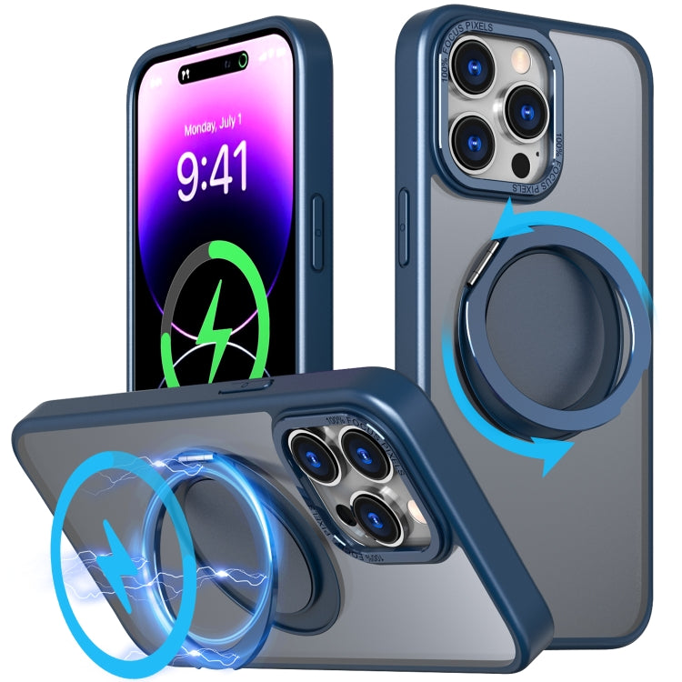 For iPhone 14 Pro Max 360-degree Rotating MagSafe Magnetic Holder Phone Case(Navy Blue) - iPhone 14 Pro Max Cases by PMC Jewellery | Online Shopping South Africa | PMC Jewellery